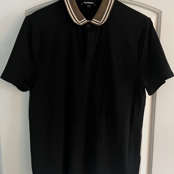 Express Men's Black and Gold Polo Shirt - Picture 4 of 6
